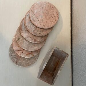 Handmade Pink Marble Coaster Set Vintage